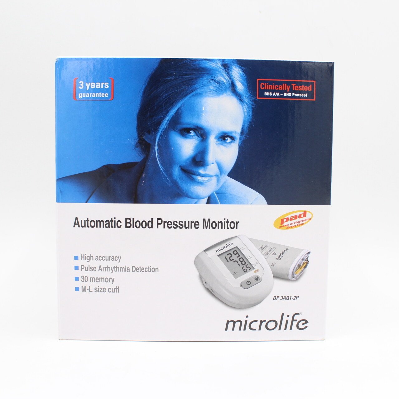 Microlife BP‑3AQ1‑2P Automatic Upper‑Arm Blood Pressure Monitor – Irregular Heartbeat Detection & Memory for 30 Readings | Reliable BP Device in Pakistan