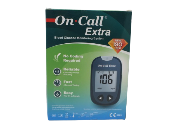 On Call Extra ISO-15197 Blood Glucose Monitor – Accurate Sugar Testing Kit in Pakistan