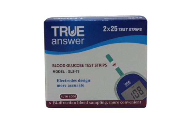 TRUE Answer GLS-78 Glucose Test Strips β 50 Count | Compatible with TRUEAnswer Meter | Fast & Accurate Blood Sugar Testing in Pakistan