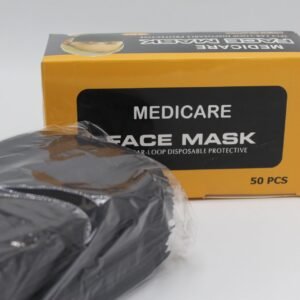 Black Medicare 3-Ply Surgical Disposable Face Mask β 50 PCS, Medical Grade Protection in Pakistan